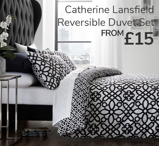 Catherine Lansfield Medina Trellis Black and White Reversible Duvet Cover and Pillowcase Set